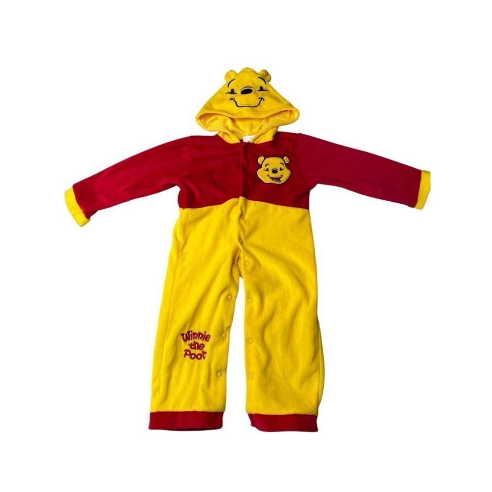 Disney Winnie The Pooh Hooded Baby Romper Costume Red Yellow 0-6 Months Newborn